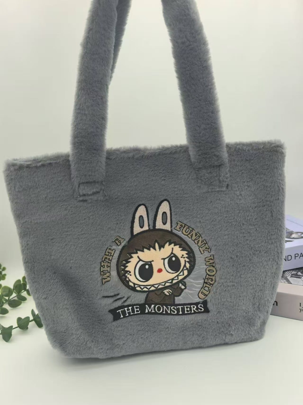 Labubu Plush Tote Shoulder Bag Large Capacity Multiple Colors 35x30cm 13.78x11.8inches