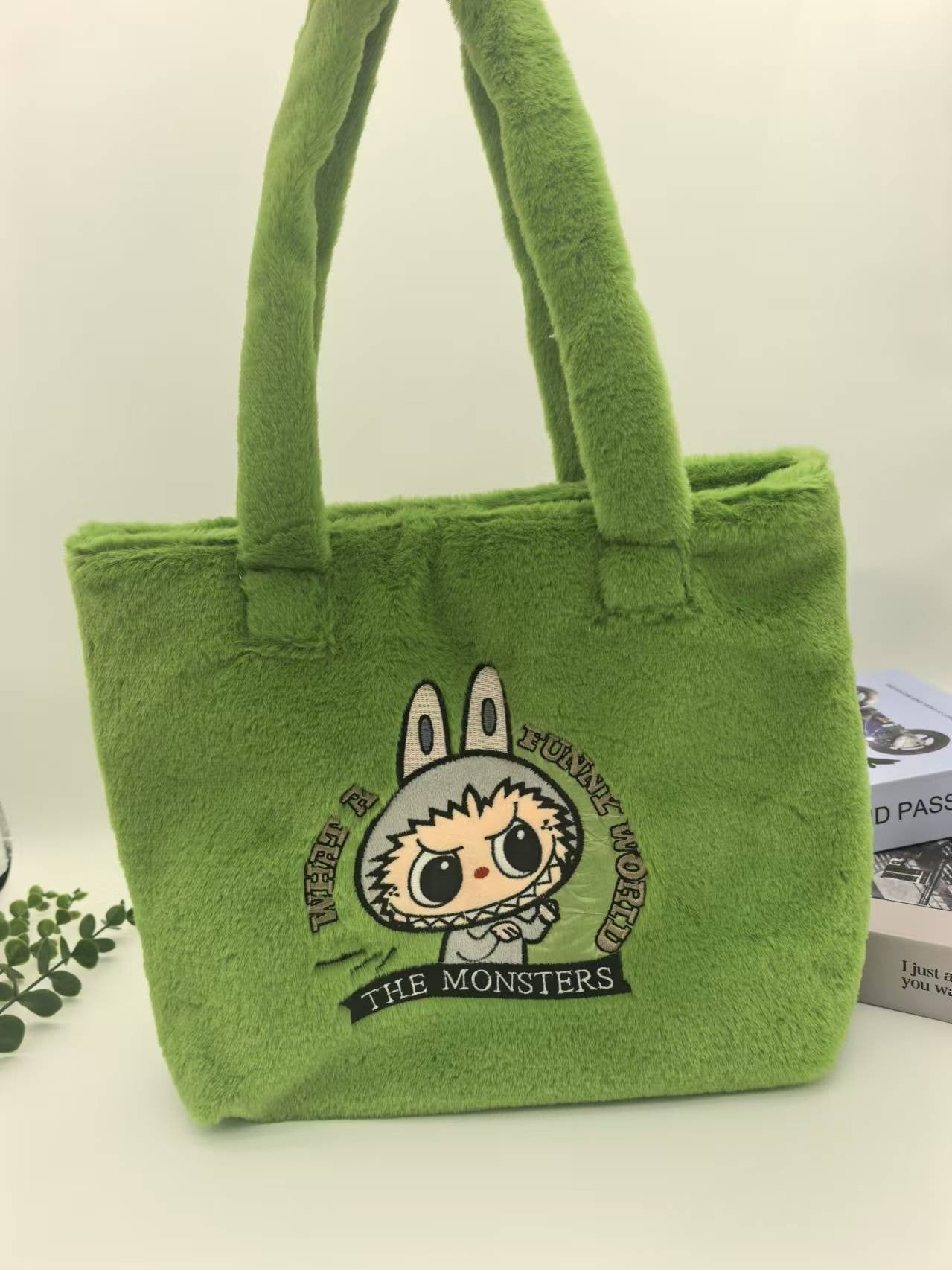 Labubu Plush Tote Shoulder Bag Large Capacity Multiple Colors 35x30cm 13.78x11.8inches