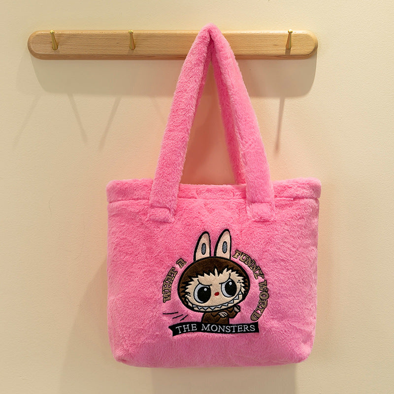 Labubu Plush Tote Shoulder Bag Large Capacity Multiple Colors 35x30cm 13.78x11.8inches