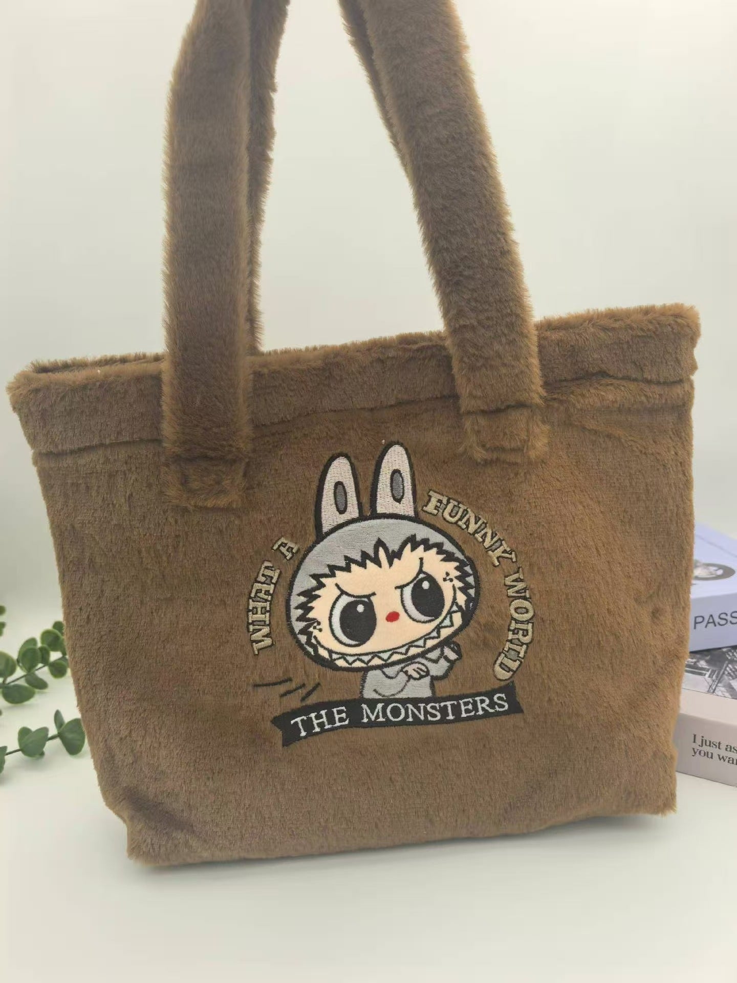 Labubu Plush Tote Shoulder Bag Large Capacity Multiple Colors 35x30cm 13.78x11.8inches