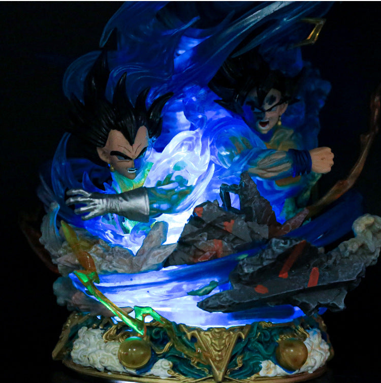 Dragon Ball GK Vegito Kamehameha PVC LED Saiyan Ornament Figurine with changeable heads