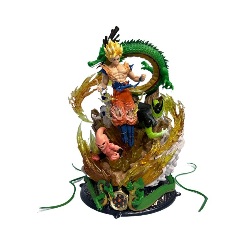 Dragon Ball Saiyan GK 6th Anniversary Goku, Cell, Majin Buu, Frieza and Shenron Scene Figurine