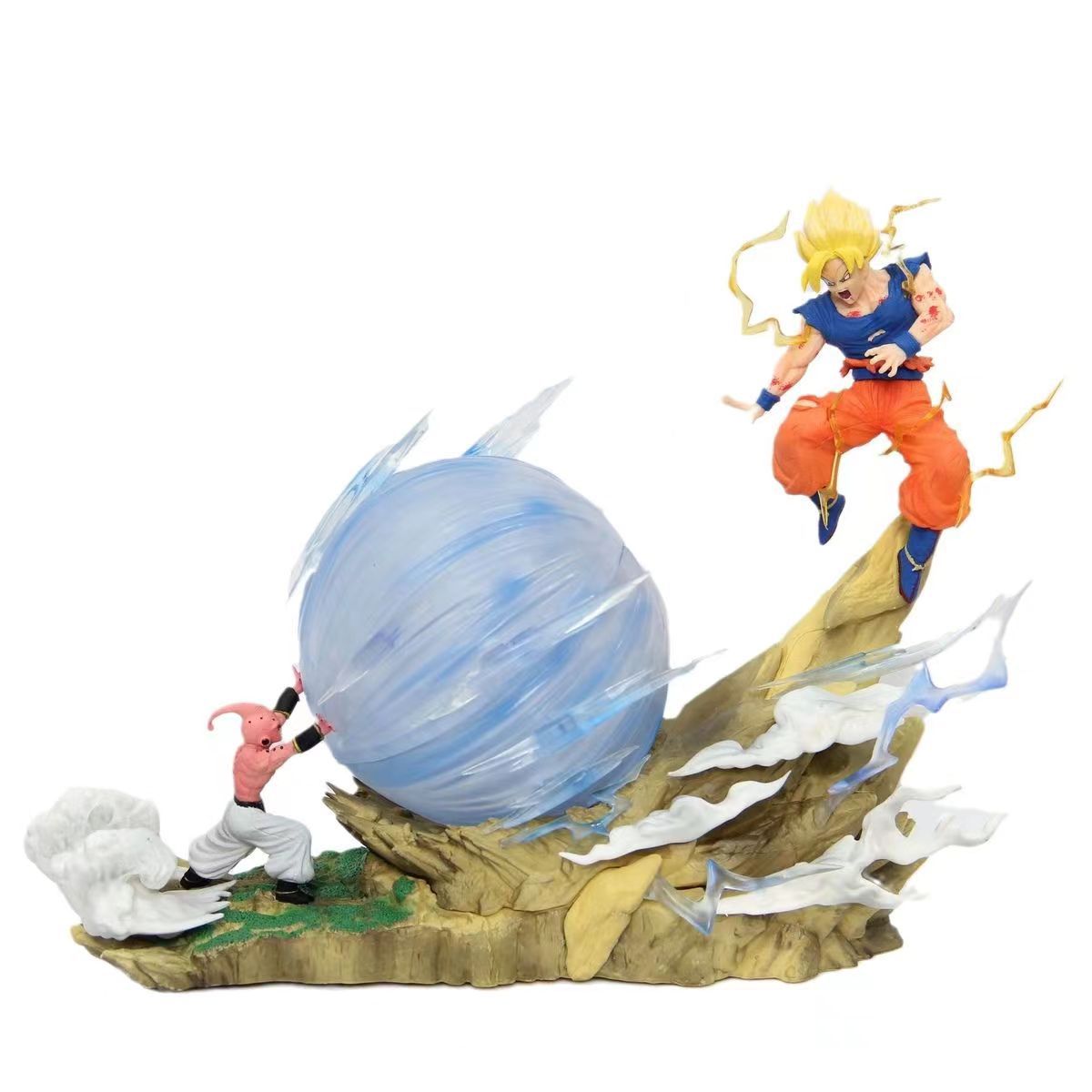 Anime Dragon Ball LED Buu vs Goku vs. Saiyan Figurine Model Luminous Statue Ornament Gift