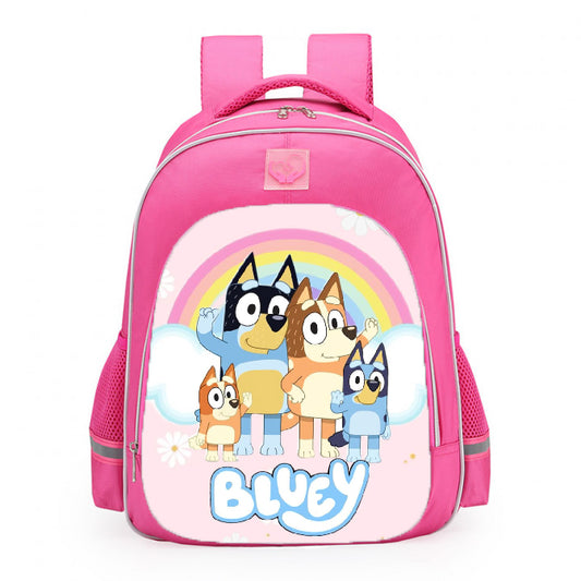 Bluey Family Rainbow School Backpack 16inches Pink