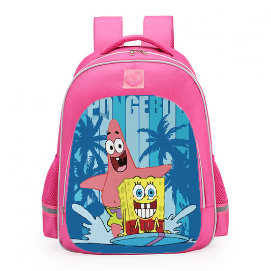 SpongeBob SquarePants Patrick Star Surfing Retro Logo School Backpack 16inches Pink
