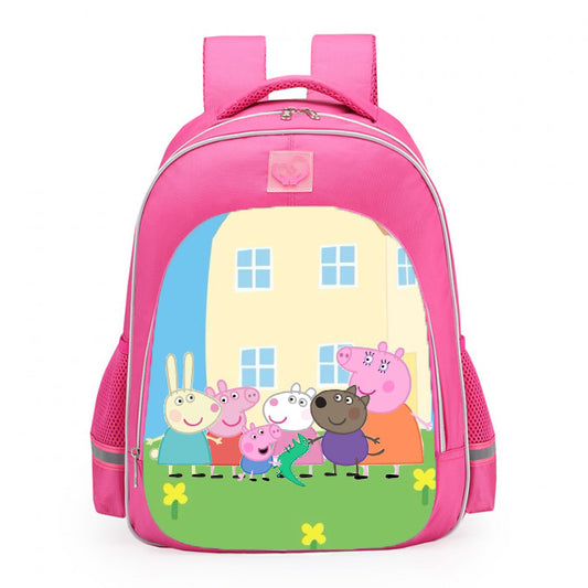 Peppa Pig Yellow House And Friends School Backpack 16inches Pink