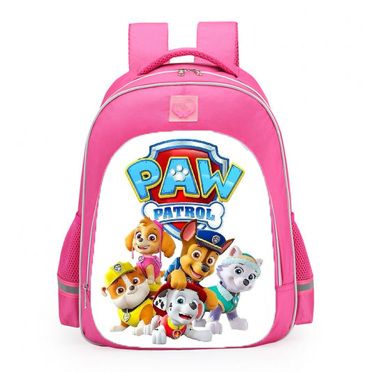 PAW Patrol Classic Blue Logo Skye Everest Chase Marshall Rubble School Backpack 16inches Pink