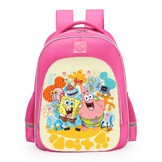 SpongeBob SquarePants Bikini Bottom Friends Retro School Backpack 16inches Pink