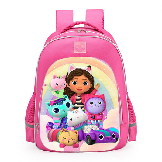 Gabbys Dollhouse Gabby Waving Rainbow School Backpack 16inches Pink