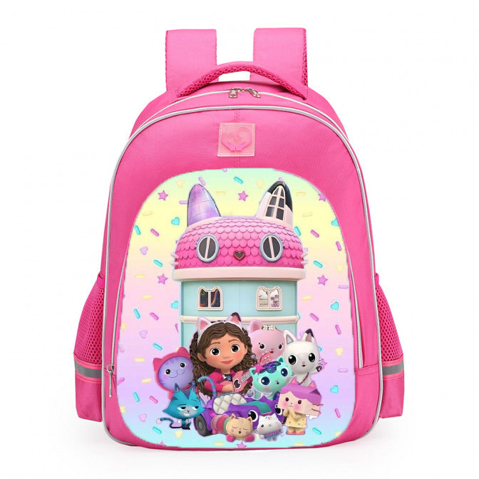 Gabbys Dollhouse Purrfect Dollhouse Scene School Backpack 16inches Pink