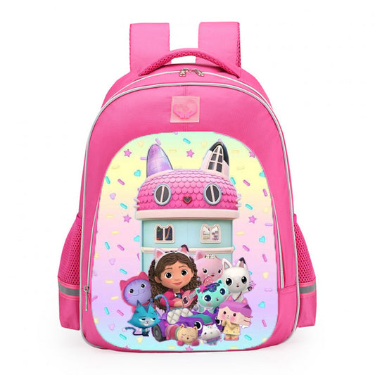 Gabbys Dollhouse Purrfect Dollhouse Scene School Backpack 16inches Pink