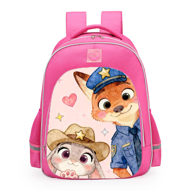 Zootopia Judy Hopps Nick Wilde Watercolor School Backpack 16inches Pink
