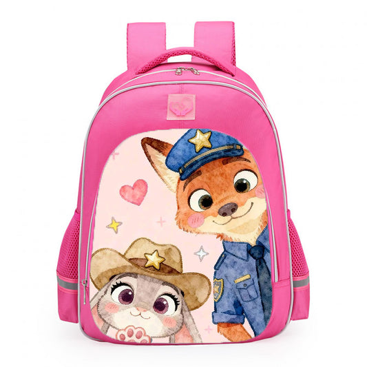 Zootopia Judy Hopps Nick Wilde Watercolor School Backpack 16inches Pink