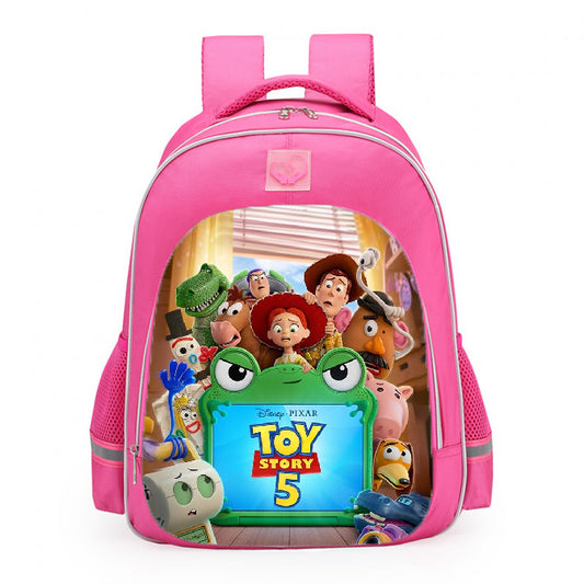 Toy Story 5 Characters Logo School Backpack 16inches Pink