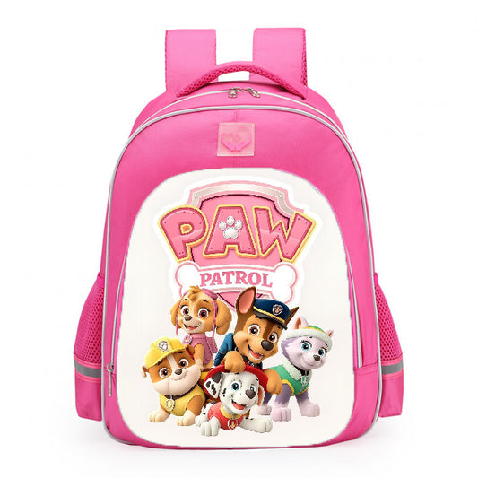 PAW Patrol Pink Logo Skye Everest Chase Marshall Rubble School Backpack 16inches Pink