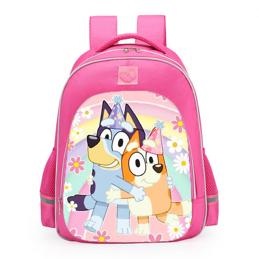 Rainbow Daisy Bluey School Backpack 16inches Pink