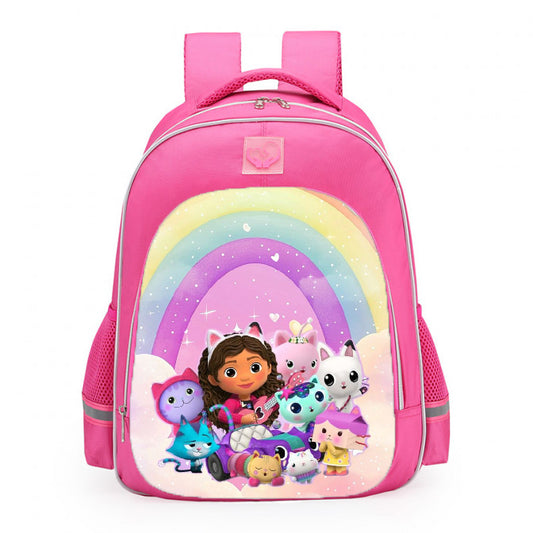 Gabbys Dollhouse Gabby Playing Guitar Rainbow School Backpack 16inches Pink