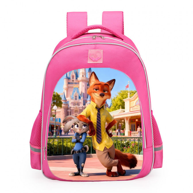 Zootopia Nick Wilde Judy Hopps Theme Park School Backpack 16inches Pink