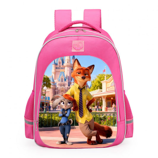 Zootopia Nick Wilde Judy Hopps Theme Park School Backpack 16inches Pink