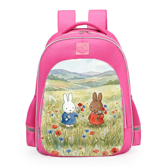 Miffy And Melanie Wildflower Field Aesthetic School Backpack 16inches Pink