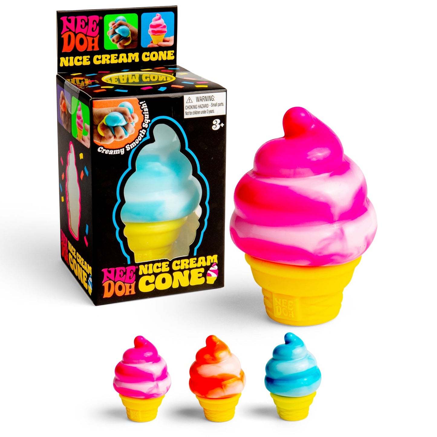 NeeDoh Nice Cream Cone Sensory Squeeze Squish Toy Blue Pink Orange