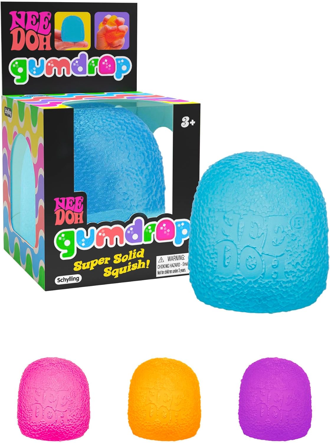 NeeDoh Gumdrop Sensory Squeeze Squish Toy Blue Orange Pink Purple